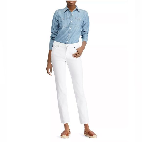 Ralph Lauren Lauren Jeans Co. white Classic Straight 5 pocket jeans size 8. - Picture 1 of 14